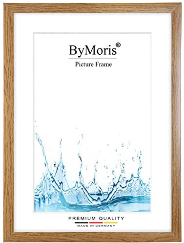 ByMoris Cornice per foto personalizzata 21 x 30 cm in Rovere rustico marrone con vetro acrilico antiriflesso, poster puzzle ritratto cornici in legno