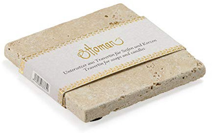 ottoman Travertin - Portasapone decorativo, 10 x 10 cm, in pietra naturale non trattata (Light)