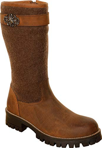 Marjo Damen Stiefel Trachtenstiefel Begona Leder und Filz Winterstiefel braun Gr.41