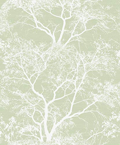 Whispering Trees Wallpaper Green White Glitter Textured Sparkle Forest Y�L