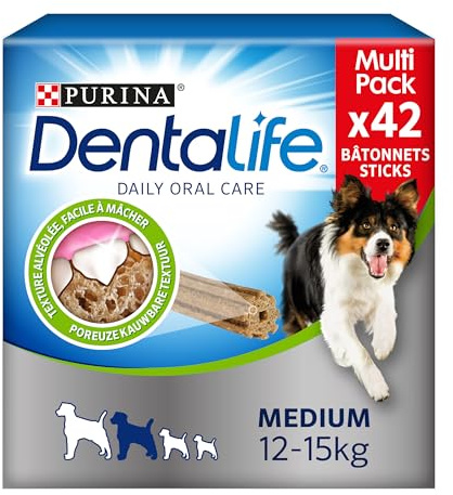 DENTALIFE | DAILY ORAL CARE | Friandises | Pour Chien Adulte de Taille Moyenne | Aide à nettoyer les dents efficacement | Action nettoyante naturelle | Sachet | Lot de 1 x 42 bâtonnets à mâcher