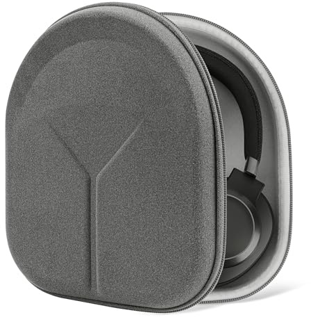 Geekria Shield Kopfhörer-Hülle für faltbare Over-Ear-Kopfhörer, Hartschalen-Reisetasche, kompatibel mit Soundcore, JBL, B&O, Sony Headsets (Mikrofaser-Grau)