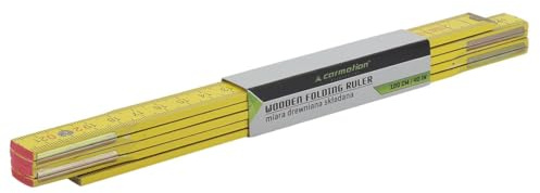 myshopx Mètre pliant en bois - 1 m - Jaune