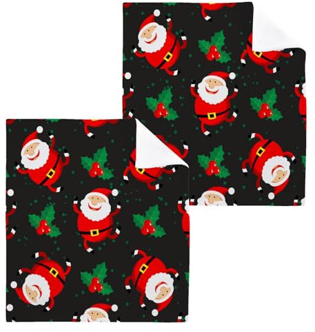 ISAOA Weihnachts-Waschlappen-Handtuch für Badezimmer, Spa, Hotel, Weihnachtsmann, Gästetücher, Waschlappen, saugfähig, schnell trocknend, 6,30 x 30 cm