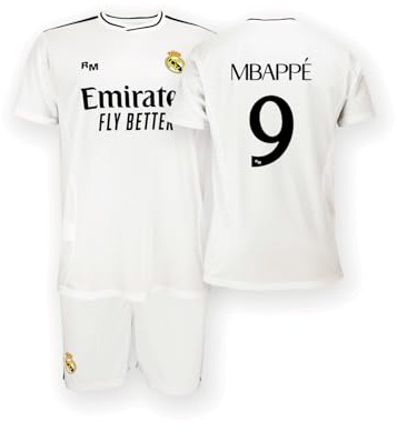 Real Madrid - Maillot et Pantalon Domicile Saison 24/25, Mbappé, 8 Ans, Réplique Avec Licence Officielle