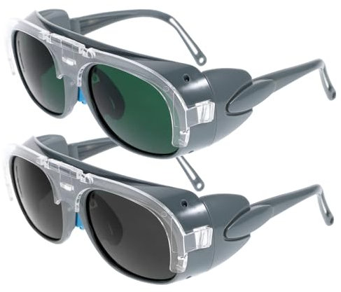 Hoement 2pcs Welding Photoelectric Glasses with Abs Plastic Frame, Anti-glare and Anti-ultraviolet Protective Goggles for Argon Arc Welding and Working Environments