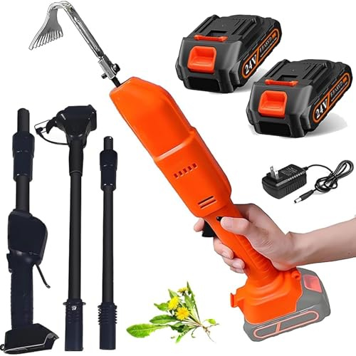 Zappa Coltivatrice Elettrica 2-in-1 Con 2 Batterie E Asta Telescopica Da 1,3M – Attrezzo Da Giardinaggio Leggero 21V Per Smuovere E Scavare Il Terreno