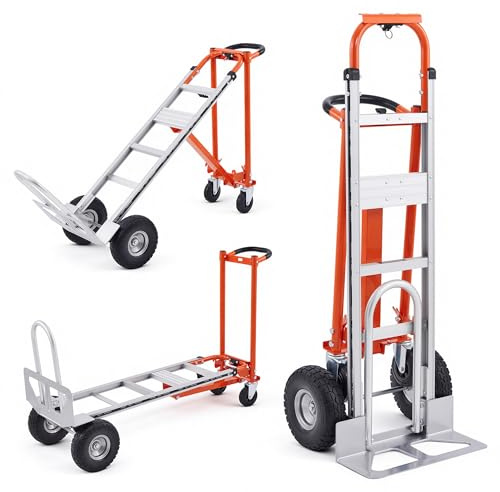 CREWORKS Carrello a Mano Pieghevole 3 in 1 Capacità 450 kg con Ruote Girevoli, Carrello a Piattaforma Leggero in Lega di Alluminio per Uso Domestico e Industrial