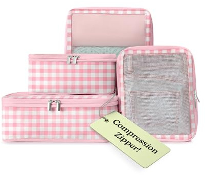 VANDEL Space-Saving Compression Packing Cubes for Kids + Women, Compressible Carry On Suit Case Organizer Luggage Kids Packing Cubes for Baby Bag Organizer Pouches for Luggage, Treavel Suitcase Cube