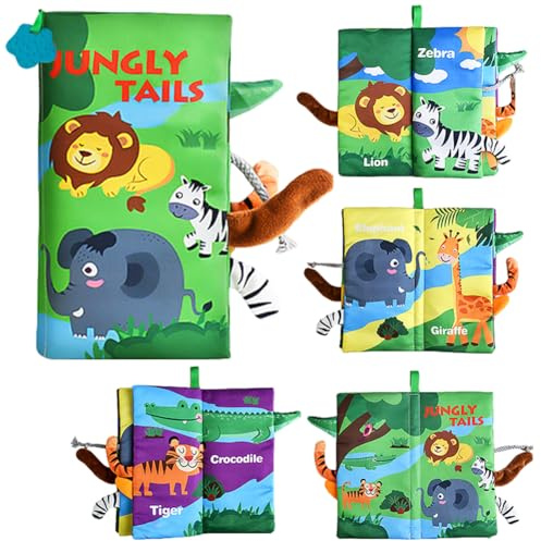 Babybuch Baby Spielzeug 0 3 6 Monate, 3D Wald Tier Motiven Fühlbuch Knisterbuch, Baby Bücher Quiet Book, Soft Buch Babys Spielzeug 6 Monate, Sensorik Spielzeugs für Babys Geschenk Junge Mädchen