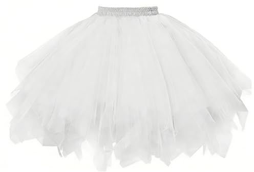 Tomedeks 1 pieza Falda tutú para mujer, falda tutú de tul para mujer, para adolescentes y adultas, adecuada para Halloween, bailes de disfraces, fiestas festivas (blanca)