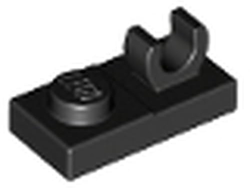 LEGO Modified Plate 1 x 2 with Open O Clip on Top, Part 44861 (Black, 10, count)