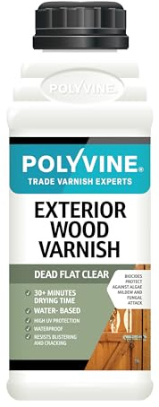 Polyvine Exterior Wood Varnish Dead Flat Finish – Quick Drying, Water-Based, High UV Protection & Weather Resistant Clear Varnish for Outdoor Wood & Timber – No Blistering or Peeling, 500ml