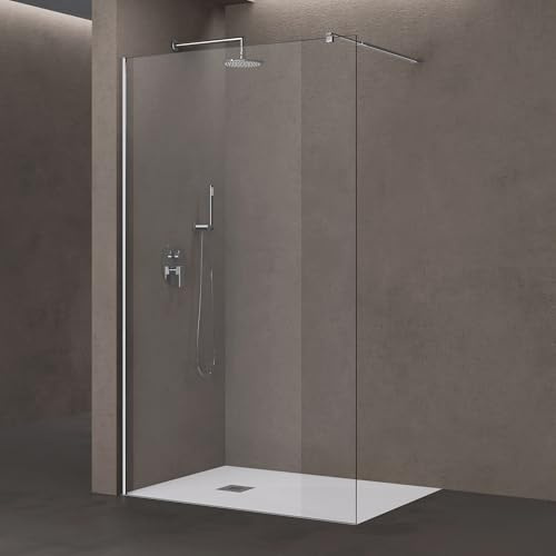 doporro Parete Doccia Walk-In 60x200 cm Senza Porta con Barra Telescopica
