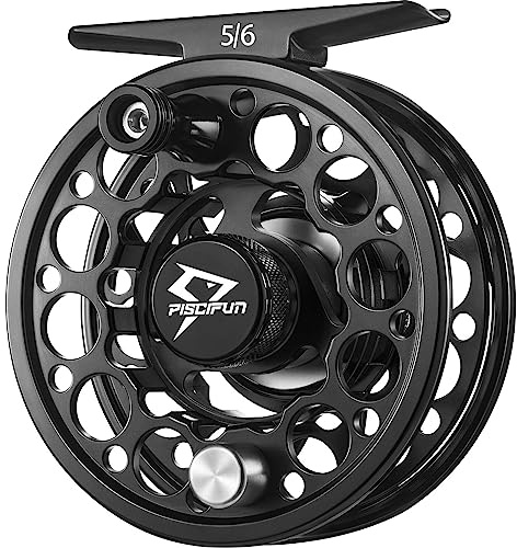 Piscifun Sword - Carrete de Pesca con Mosca con Cuerpo de aleación de Aluminio mecanizado CNC 5/6, Color Negro