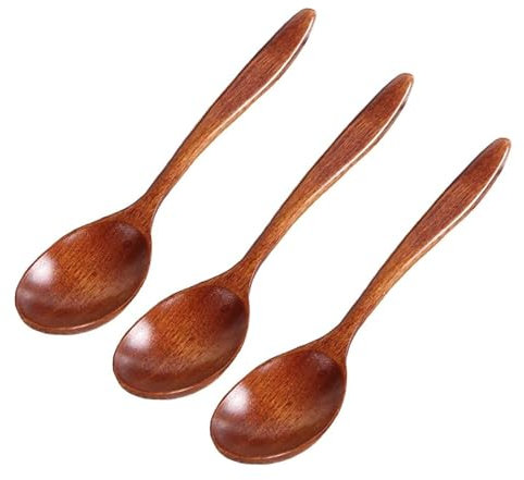 Cucchiaio di legno naturale 3Pcs Eco-Friendly Stoviglie Soup Tea Honey Coffee Cucchiaio Accessori Cucina