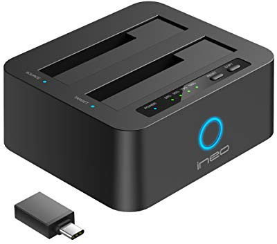 ineo USB 3.1 Gen1 to SATA 2.5 or 3.5 inch SSD/HDD Docking Station (Clone Docking)