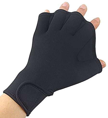 Greenery-GRE Aquatic Gloves for Water Aerobics and Water Resistance Training, Webbed Swim Gloves for Men Women Adult Children, Aquatic Fit Workout FitnessSwimming Gloves, One Pair (Black, L)