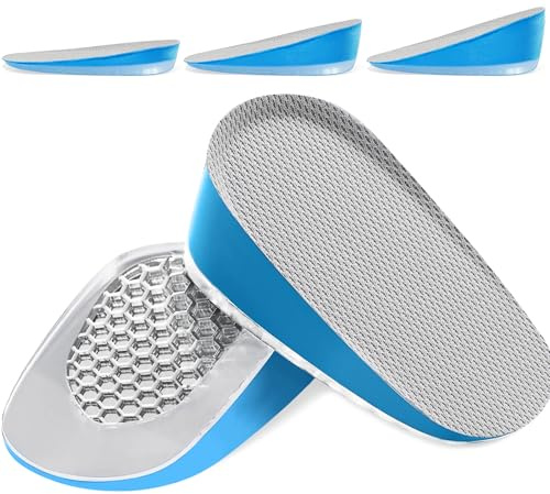 Ailaka Gel Height Increase Insoles, Shock Absorption Heel Cushion Pads, Height Lift Shoes Inserts for Men & Women, Heel Height: 3.5cm, Blue