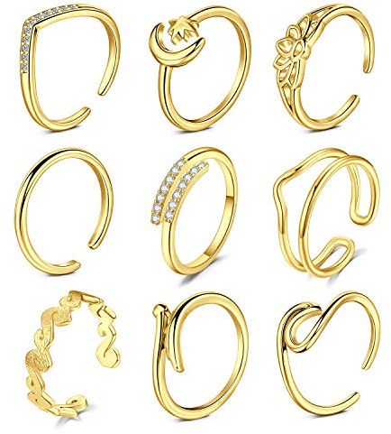 D.Bella Anneaux d'orteil réglables pour femmes été plage hypoallergénique anneau à bout ouvert anneau de queue de doigt ensemble bijoux de pied