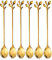 Nothers Eislöffel-Set mit langem Griff, 6 Stück 18,8 cm Eislöffel, Kreative Blattgold Cocktail Rührlöffel, Premium Edelstahl in Lebensmittelqualität Lange Löffel, Hochglanz Finish & Spülmaschinenfest