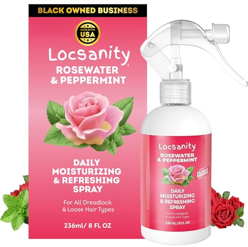 Locsanity Daily Moisturizing Rose Water and Peppermint Hair Scalp Refresher for Locs and Dreadlocks - Natural Loc Care and Maintenance (8oz)