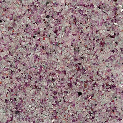 Lainrrew Ghiaia decorativa per acquario, 1 kg, pietre decorative in fluorite, pietre di cristallo di rosa, cristalli di quarzo burattato, ghiaia per acquario, ghiaia in vetro marino (3-5 mm)