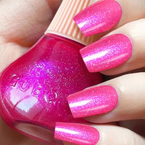 DouborQ Glitter Nail Polish Pinkish Glimmer Long-lasting Sequins Nail Art Varnish (07)