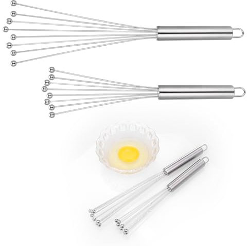 Kssvzz 2 Stück Schneebesen Edelstahl -Kugeln, Schneebesen Klein Ball Schneebesen Set zum Kochen, Mischen, Schneebesen, Schlagen, Rühren(10 Zoll/26 CM and 12 Zoll/30 CM)