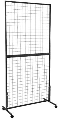 YILIKISS Grid Mesh Wall Black Metal Display Rack With Wheels Display Racks For Craft Shows Space-saving Gridwall Panels & Units Retail Panel Portable Retail Grid
