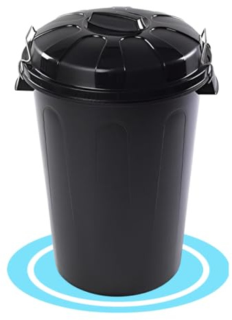 Dekohome Cubo de Basura 100 lts de capacidad con Tapa. Fabricado en Plastico Resistente, Ideal para Almacenaje de Basura para el Hogar, Oficina o Industria - Negro