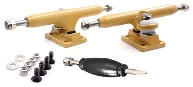 SPITBOARDS Trucks Pro Monopattino da 36 mm, con Dadi di Bloccaggio Reali, Boccoletti in Gomma e Uretano, Cinghia Ottimizzata, Larghezza di 36 mm, per Montaggio e Regolazione del Monopattino (Beige)