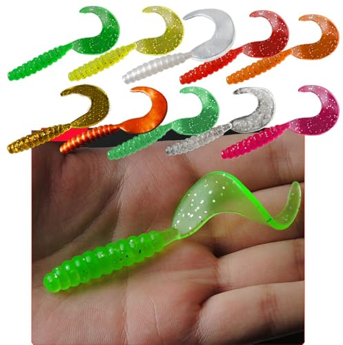 Senvenelec 30 esche artificiali biomimetiche in silicone morbido per lombrichi artificiali esche da pesca Big Roll Tail, esche da pesca, vermi simulati, forte tentazione