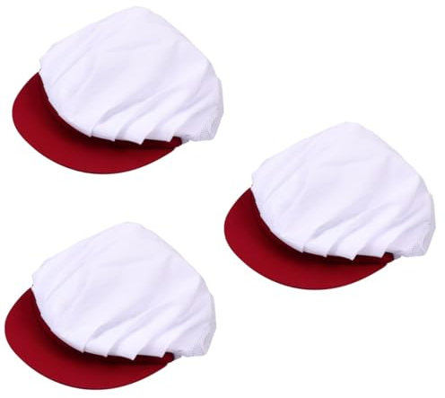 SOIMISS 3piezas Gorro De Chef Transpirable De Malla para Trabajadores Sombrero De Trabajo Protegido para Cocina para Hombres y Mujeres Rojo