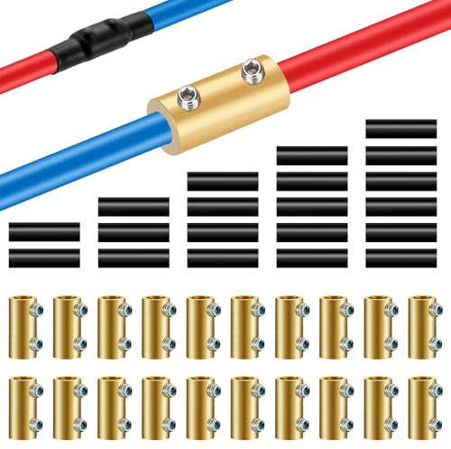 20PCS 6-10AWG 6-10Gauge Wire Connector Nut Kit, 80Amp Screw Quick Wiring Connection Terminal, Splicing Quick Wire Terminal, Circuit Wire Butt Bras Connector with Screws Heat Shrink Tube Wrench