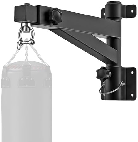 BONJUME Soporte para Saco De Boxeo, Soporte Colgante para Saco De Boxeo Estante De Pared Ajustable Soporte Robusto para Saco De Boxeo Accesorios De Montaje para Casa Gimnasio Interior - Negro