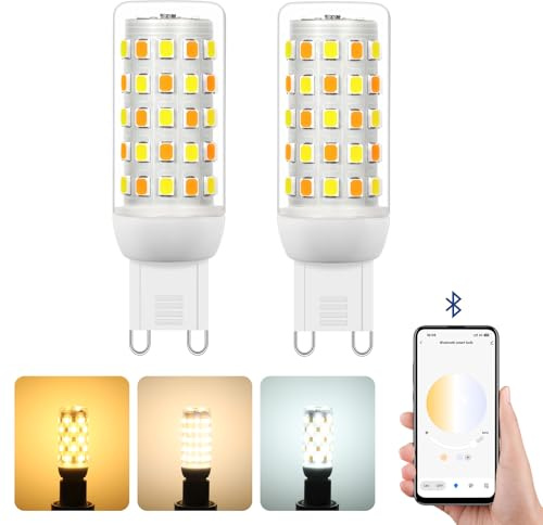 I-SHUNFA Bombillas LED Smart G9 con Control Mediante APP, LED G9 Regulable con Bluetooth, AC 230V, 2700K-6500K, Brillo Ajustable del 1%-100%, 4W 400LM, Compatible con Mando a Distancia, Pack de 2