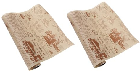 TOYANDONA 2 rollos Papel Antigrasa para Snacks Papel de Horno Seguro y Absorbente para Pizza Bocadillos y Comida Frita con Diseño Periódico para Cocina y Repostería