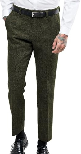 Oanviso Pantalón Chino Hombre Invierno Pantalone de Traje Tweed Moda Elasticos Pantalóns de Trabajo Vaqueros Pantalones Straight Otoño A Ejercito Verde XL