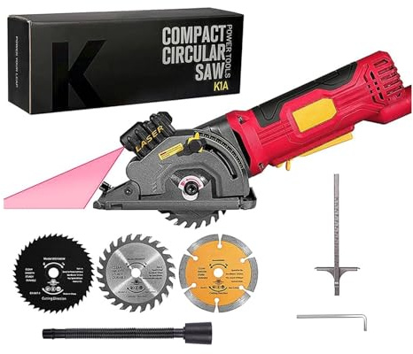 Mini sega circolare elettrica da 480 W, 3700 giri/min, 85 mm, con guida, righello, porta for vuoto, 3 lame, portatile for il taglio Per uso fai da te