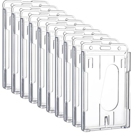 10 fundas de plástico duro para tarjetas de identificación, fundas transparentes para tarjetas de identificación, plástico duro con ranura para el pulgar, 6 x 10 cm, funda protectora para