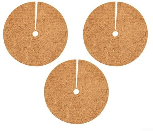 Discos de revestimiento de coco – Paquete de 3 anillos de mantillo naturales para control, retención de humedad del suelo y protección de raíces, 20 cm a 60 cm de diámetro (40 cm)