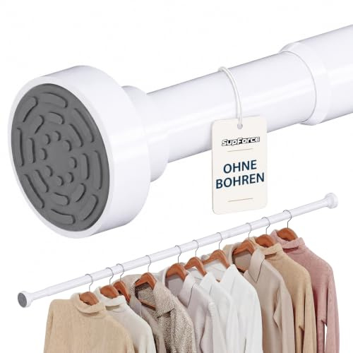 Tringle à vêtements sans perçage, Tringle extensible antidérapante, Tringle robuste réglable 43-175 cm pour placard, salle de bain, buanderie, camping-car, Blanc