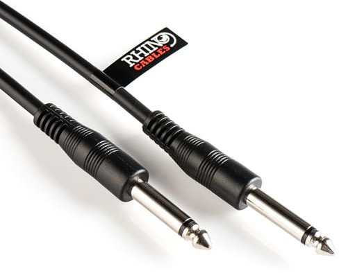 rhinocables 6.35mm Mono & TRS Jack Stereo Cable|Male to Male Connectors | Multi Instrument Compatibility for Guitar, Bass, Keyboard, Amp & Mixing | Premium Sound Quality Performance (20m)