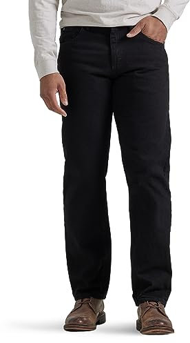 Wrangler Authentics Herren Klassische 5-Pocket Baumwolle mit Lockerer Passform Jeans, Schwarz, 34W / 30L