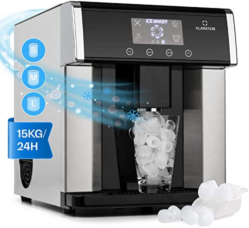 Klarstein Machine a Glacons pour la Maison, Capacité de 3L, Fabrique Rapidement Jusqu'à 15kg de Glacons, Machine à Glaçons de 3 Tailles en Forme de Balles, Ice Maker avec Alarme et Facile à Nettoyer