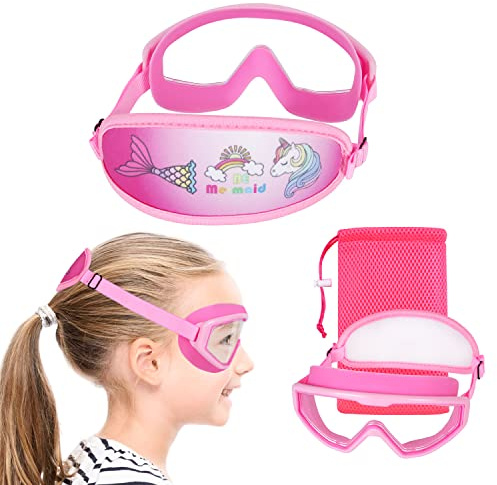 HYDROCOMFY Kids Goggles Swimming 4-7, Childrens Swimming Goggles, Pink Mermaid/Unicorn Swimming Goggles For Kids/Toddlers/Youth