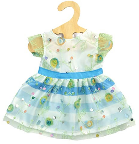 Heless 1232 - Puppenkleidung im Design Blumenmeer, sommerliches Kleid mit feinen Pailletten-Blumenstickereien für Puppen und Kuscheltiere der Größe 28 - 35 cm