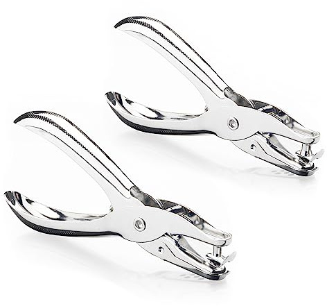 Jaimela Small Hole Punch[2 Pcs], 3mm and 6mm Single Hole Punch, for Crafts Paper Scrapbooking Card Tags, 10 Pcs Book Ring