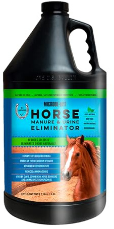 Microbe-Lift Horse Manure & Urine Eliminator for Use in Stables and Barns, Use on All Surfaces and Supplies, Ammonia Reducer, Highly Concentrated Formula, 1 Gallon